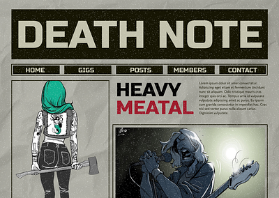 Death Note Band Mock-Up band design music webflow