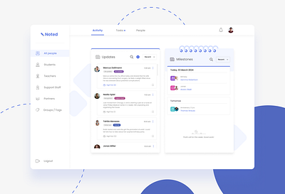 Noted Software dashboard notes platform side menu software ui ui design updates ux ux design