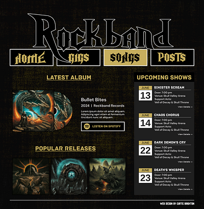 Rockband Mock-up band design music rock n roll webflow