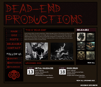 Dead-End Productions Mock-up band design music webflow