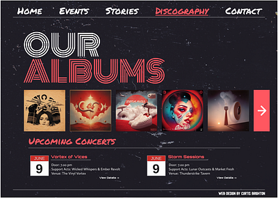 Retro Discography Page Mock-up band design music webflow