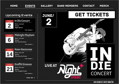 Encore Events Page Mock-up band design music webflow