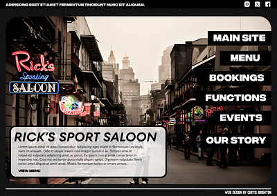 Rick's Sport Saloon Mock-up design food homepage restaurant venue webflow