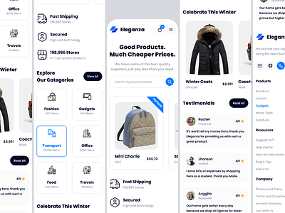 Eleganza Ecommerce Modern Mobile UI Design app branding design graphic design illustration ui ux
