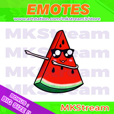 Twitch emotes cool watermelon dab animated emotes anime branding cool cute dab dab emotes dabing design emote emotes fruit fruit emotes illustration logo sub badge twitch emotes watermelon watermelon emotes