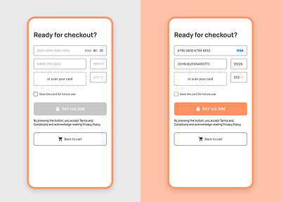 Daily UI 002 - Card Chekout app design checkout form credit card dailyui form mobile first ui ui design ux webdesign