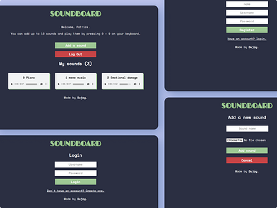Soundboard full-stack project full stack minimal soundboard ui uiux user experience user interface ux web design website