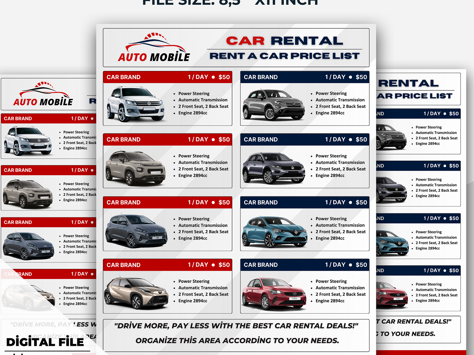 Car Rental Price List Template, Vehicle Rental Rates by Wintreyd on