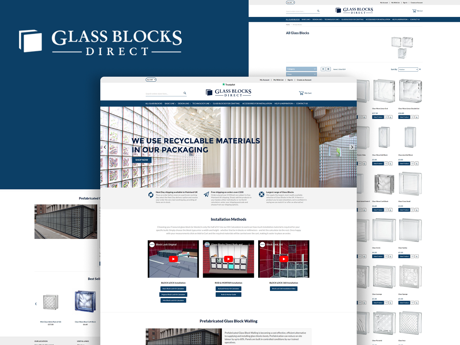 Glass Blocks Direct site Design by codeandcore on Dribbble