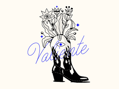 Brave black blackandwhite boots botas breve cowboy boots design eye flowers illustration mexico shoe type vector