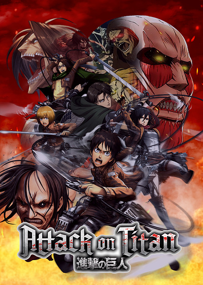 Attack On Titan anime poster ackerman advertising anime armin branding design eren levi mikasa photoshop poster titan
