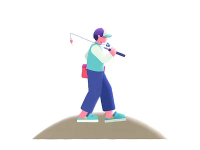 Going Fishing animation character flat design illustration motion graphics