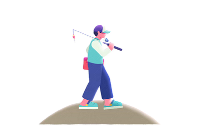 Going Fishing animation character flat design illustration motion graphics
