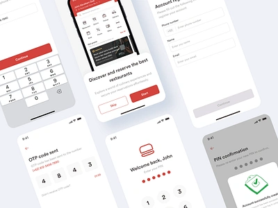Login - Register Page (Dine - Reservation Apps) book booking login mobile mobile apps onboarding otp pin register registration reservation restaurant sign in sign up ui