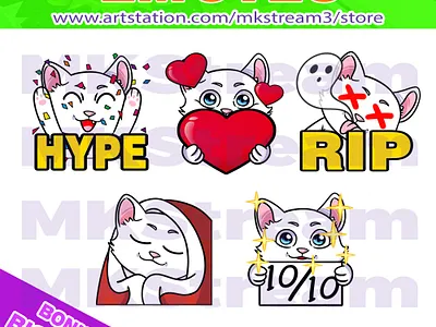 Twitch emotes cute cat hype, love, rip, comfy & perfect pack animated emotes anime cat cat emotes comfy cute design emote emotes hype illustration kitty logo love perfect pussy rip sub badge twitch emotes