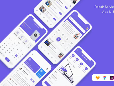 Repair Services App UI Kit app app download auto autorepair design household appliances machine machinerepair repair repair services app ui kit repairservices service ux website template