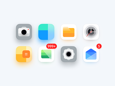 Mondrian Style Mobile Theme (Neoplasticism) app blue calculator clock desktop document gallery glass grey icon logo mail message ui ux yellow