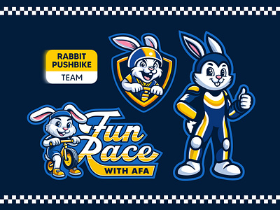 Rabbit Pushbike Team Mascot animal animal mascot bike cute mascot fun mascot kid mascot logo mascot pushbike rabbit race mascot