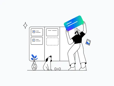 Saas illustration agile blue green illustration kanban scrum ui