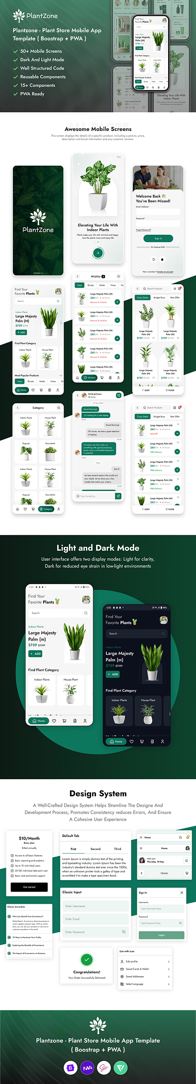 PlantZone - Plant Store Mobile App Template ( Bootstrap + PWA ) branding creative design digital innovation graphic design illustration logo motion graphics product design social media marketing social media post template ui uiux user experience user interface web web design website