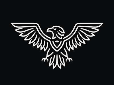 Eagle Logo aviation bird brand eagle emblem falcon hawk hunter icon iron knives logo predator robotics security sign sport team weapons wings