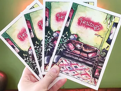 Your Heritage cards card illustration interior lettering painting postcard showroom watercolor