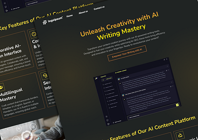AI Content Writer Landing Page ai design landing page ui website