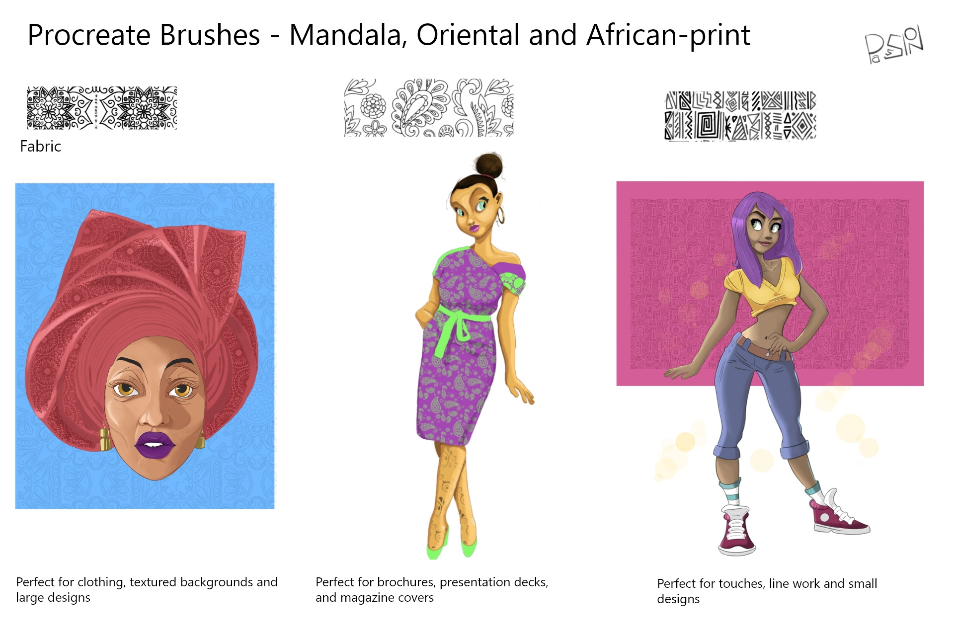 FREE - Procreate brushes african print brushpack henna mandala oriental parsley procreate procreate brushes