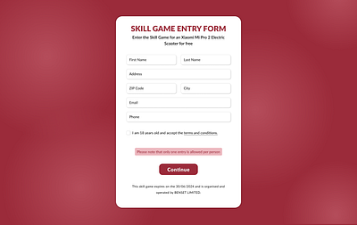 Sign Up Form for Giveaway design form giveaway signup ui