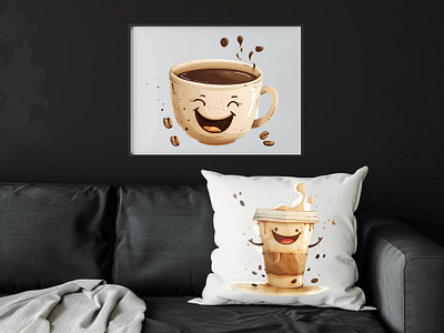 Happy Coffee Cup Cartoon Character illustration branding design graphic design illustration