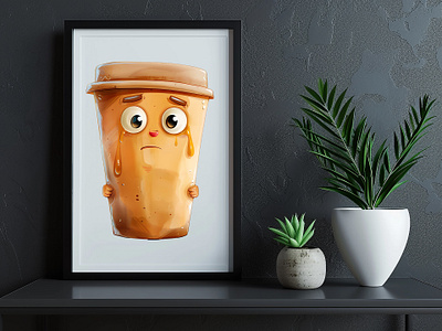 Scare Coffee Paper Cup Cartoon Character illustration branding design graphic design illustration