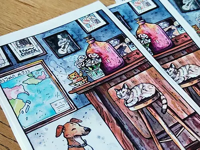 Creek Bar stickers animals bar illustration interior stickers tbilisi watercolor