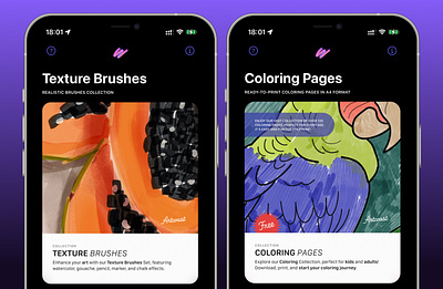 Procreate Brushes & Coloring Pages app coloring design drawing illustration ios ipad procreate ui uiux userexperience userinterface ux