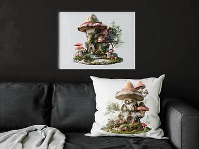 Mushroom House Clipart Illustration branding design graphic design illustration