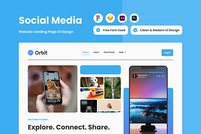 Orbit - Social Media Landing Page V1 application design landing landing page layout ui website