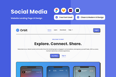 Orbit - Social Media Landing Page V2 application design landing landing page layout ui website