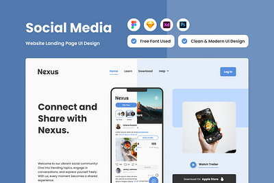 Nexus - Social Media Landing Page V1 application design landing landing page layout ui website