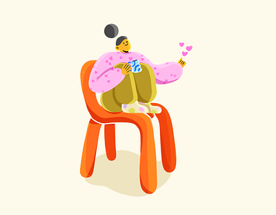 Warm 2d art chair chair art character design character illustration commercial cool art cosy illustration cosy vibes cute art design digital art digital illustration drawing graphic design illo illustration illustrator procreate