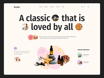 Scott || Skin care products Homepage care cosmetic cream design designer freelance hero homepage landing page lotion minimalist project remote skin ui uxui web design website