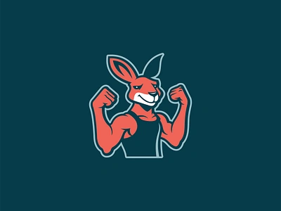 Kangaroo Flexing Logo animal australia bodybuilding branding cartoon character design emblem fitness flexing gym icon illustration kangaroo logo mark mascot muscles sports vector