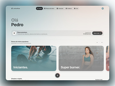 Working out with flow! clean design desktop fitness light theme significa sports ui ux web design workout