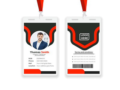 Creative Id card design branding business id card card design company id card creative id card design design id card employee card graphic design hire id card illustration modern professional professional card red id card vector