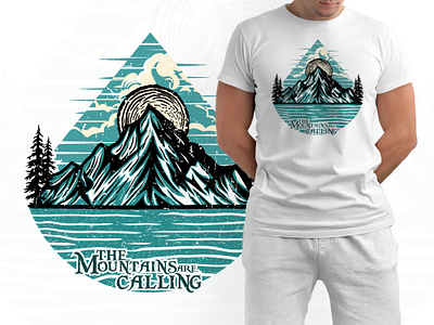 The mountains are calling adventure t shirt design illustration forest river t shirt