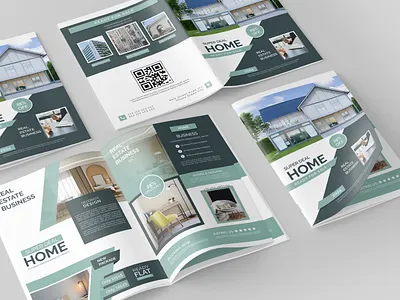 Real Estate A4 Size Bi Fold Brochures Design 4 page appartment bi fold branding brochure building business clean creative work design flyer graphic design house real estate