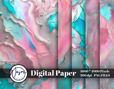 Pastel Teal & Pink Abstract Background gold