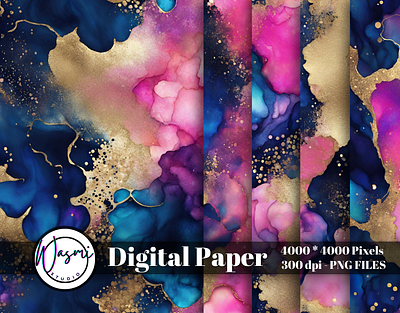 Dark Blue & Pink Abstract Background gold