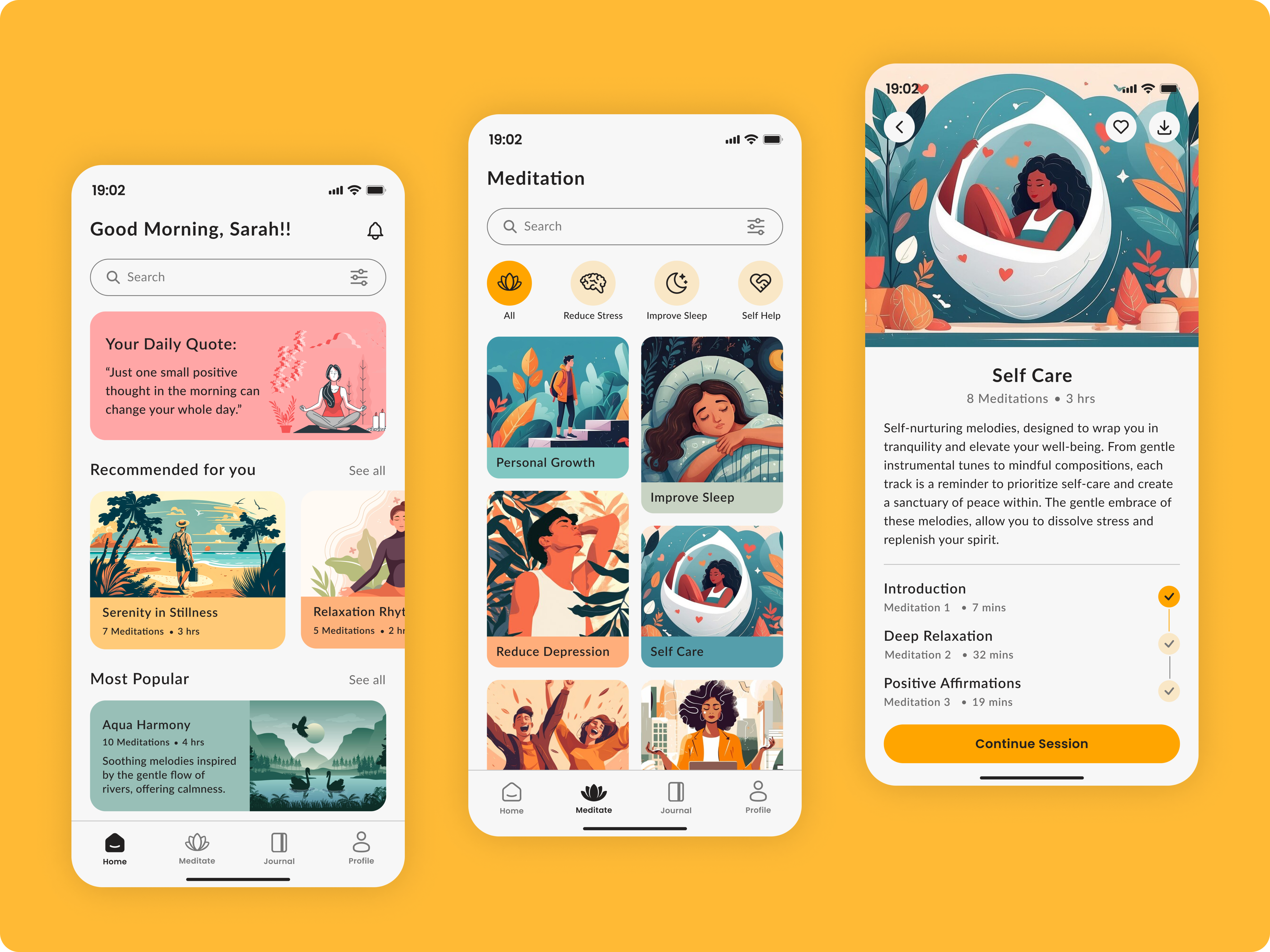 Mindscape - Meditation App Design innovative meditation app mental health mindfulness app mobile app design self care ui ui design uxui design wellness