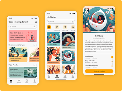 Mindscape - Meditation app concept innovative meditation app mental health mindfulness app mobile app design self care ui ui design uxui design wellness