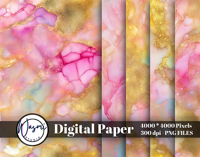 Pink & Yellow Abstract Background gold