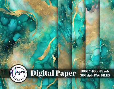 Teal & Gold Abstract Background gold